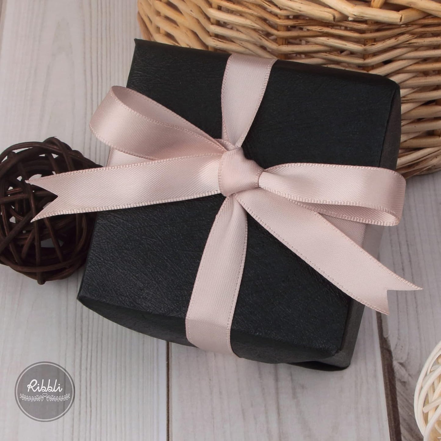 Ribbli Vanilla Double Faced Satin Ribbon,1/2” x Continuous 25 Yards,Use for Craft Bows Bouquet, Gift Wrapping, Wedding Decoration, Floral Arrangement