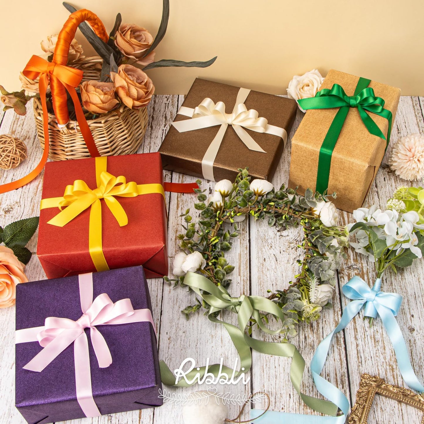 Ribbli Light Blue Satin Ribbon 5/8 inch x Continuous 25 Yards,Double Faced Satin Use for Craft, Gift Wrapping, Christmas Ornaments, Hair Bows, Bouquet Bows