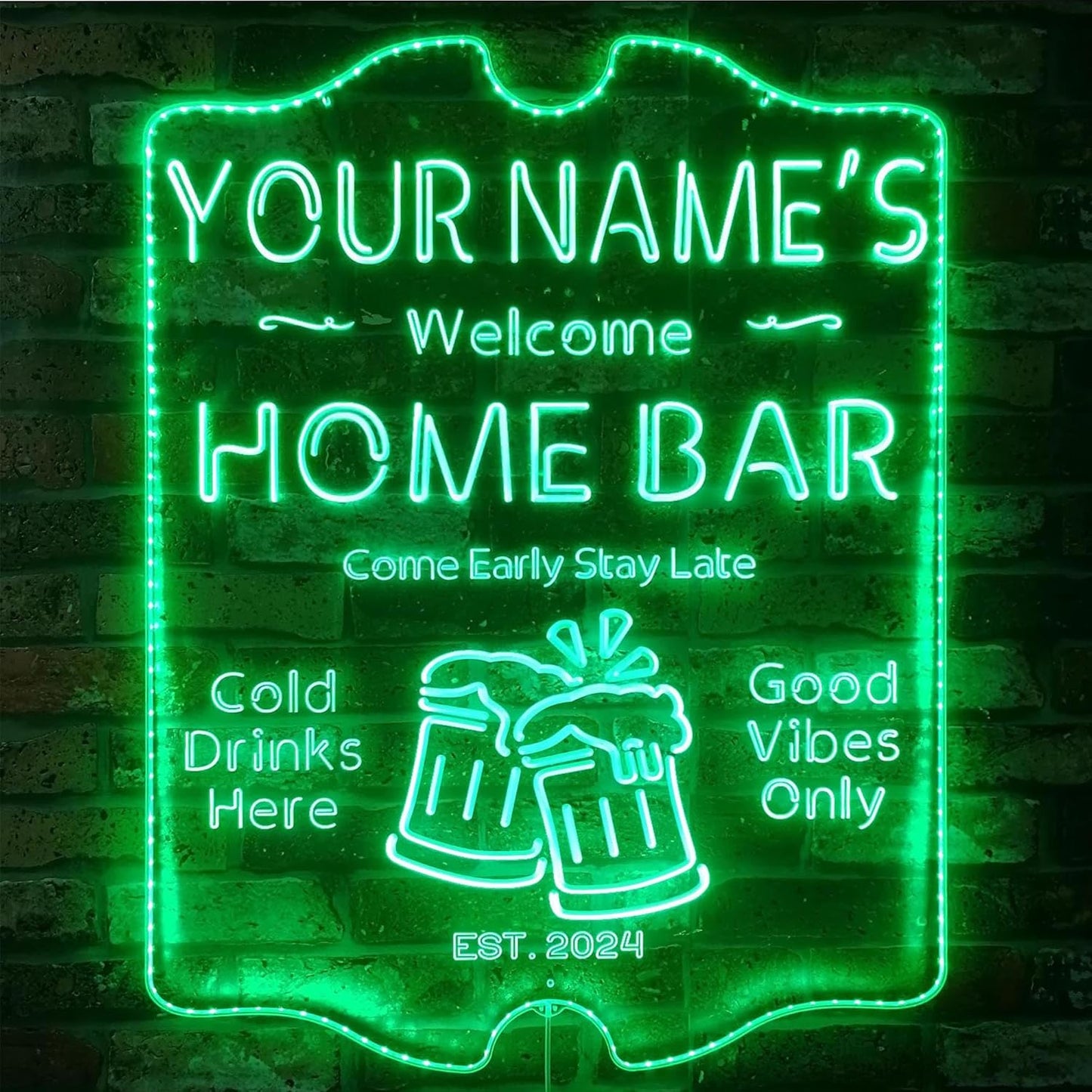ADVPRO Personalized Your Name Home Bar RGB Dynamic Glam LED Sign - Cut-to-Edge Shape - Smart 3D Decoration - Multicolor Signage st06s64-fnd-p11-tm-c