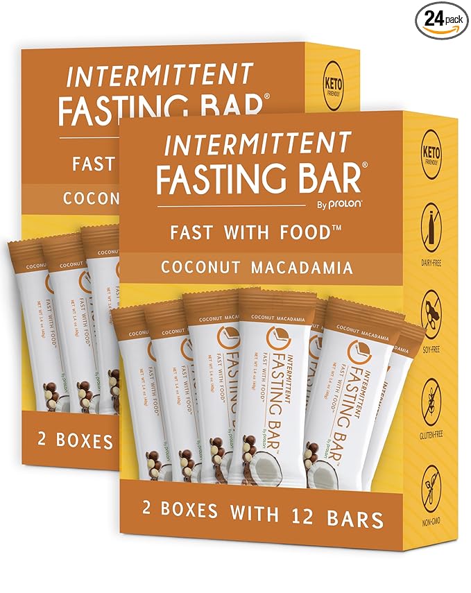 Prolon Fasting Bars | 5g Protein, 7g Fiber | Keto-Friendly, Gluten-Free, Dairy-Free, Plant-Based | Nutrition for Intermittent Fasting | Formulated to Not Break Your Fast | Coconut Macadamia Nut (24 Count)