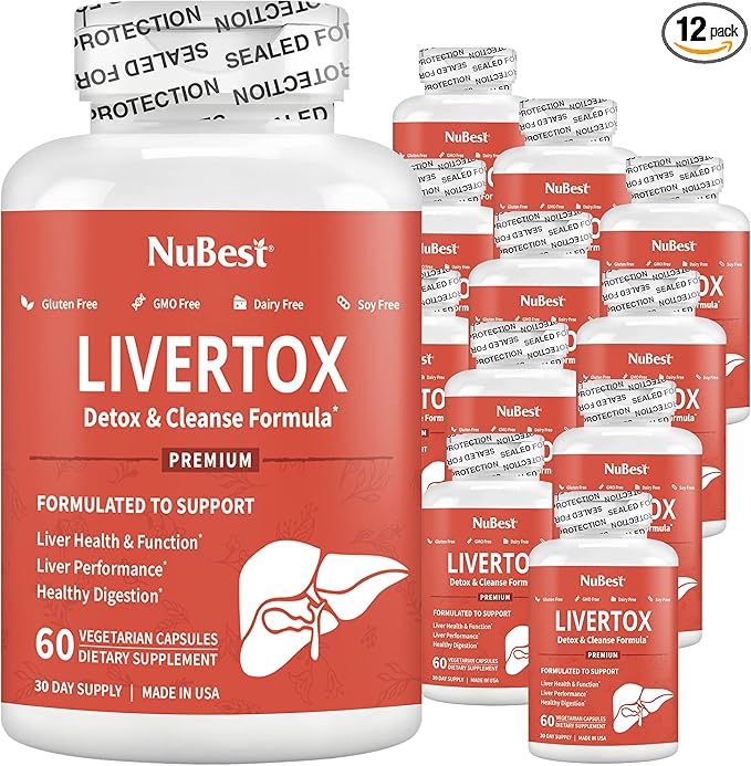 Liver Cleanse Detox & Fatty Liver Repair - Liver Supplement by LIVERTOX with Milk Thistle, Choline, Beet, Turmeric, Artichoke & Dandelion - Liver Supplement for Liver Detox and Healthy Liver - Pack 12
