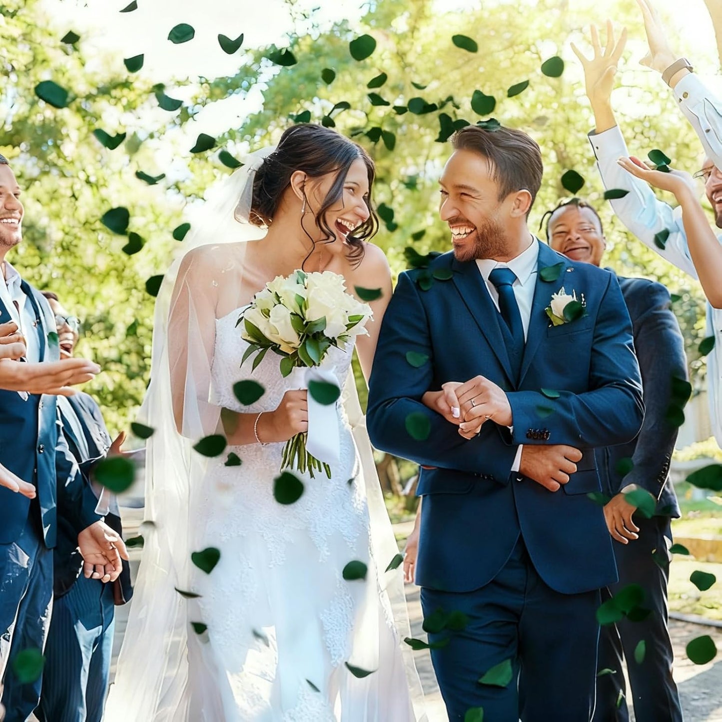 Silk Flower Petals Emerald Green 300pcs - Faux Rose Petals for Wedding, Centerpieces, Confetti, Bridal Shower, Romantic Night, and Photo Prop Decor