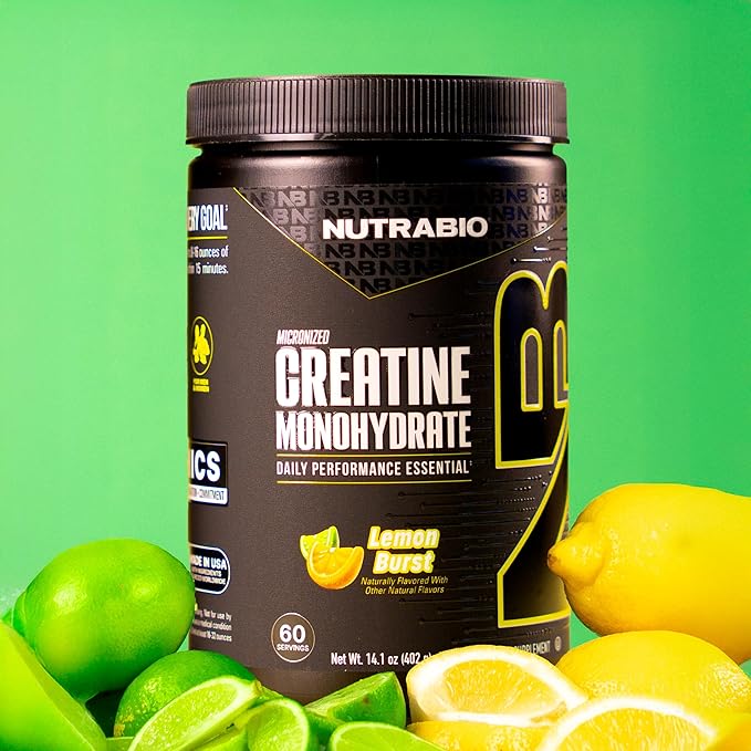 NutraBio Pure Micronized Creatine Monohydrate Powder Supplement, Lemon Burst, (300 g) - Supports Bulk Muscle Energy, Recovery, and Strength - HPLC Tested Creatine Powder Supplement for Men and Women