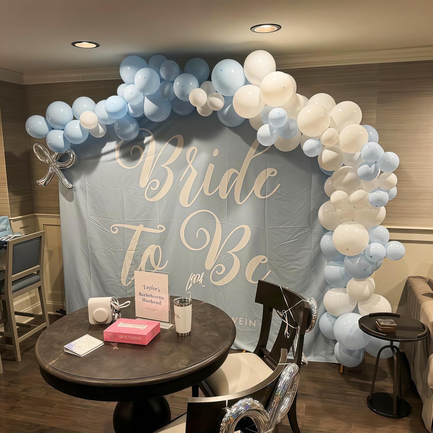 Pastel Blue and White Balloons, 12 Inch 35PCS Light Baby Blue Pearl White with Clear Latex Balloon for Boys Birthday Bachelorette Party Bridal Baby Shower Winter Holiday Party Decorations Supplies