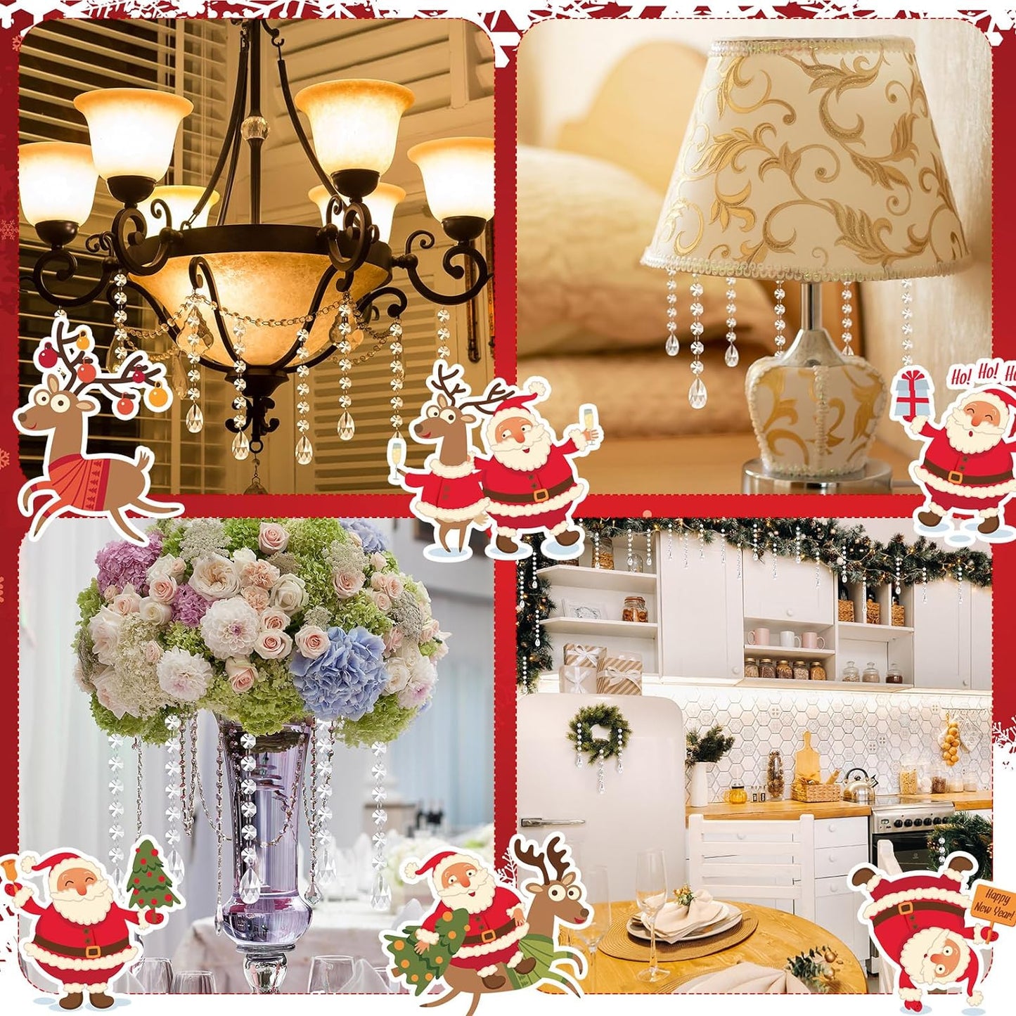 Nuenen 100 Pcs Acrylic Hanging Crystals for Centerpieces Chandelier Clear Crystal Garland Strands Ornament Acrylic Clear Beads Prisms Pendant for Christmas Tree Window Home Decoration(Teardrop)