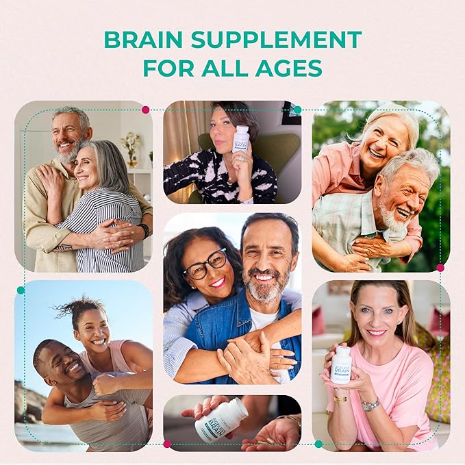 Ageless Brain Supplements for Memory and Focus - Nootropic Brain Health Supplement for Adults - with Bacopa Monieri, Alpha GPC, L-Tyrosine, Vitamin B6, Niacin & More, 60 Capsules