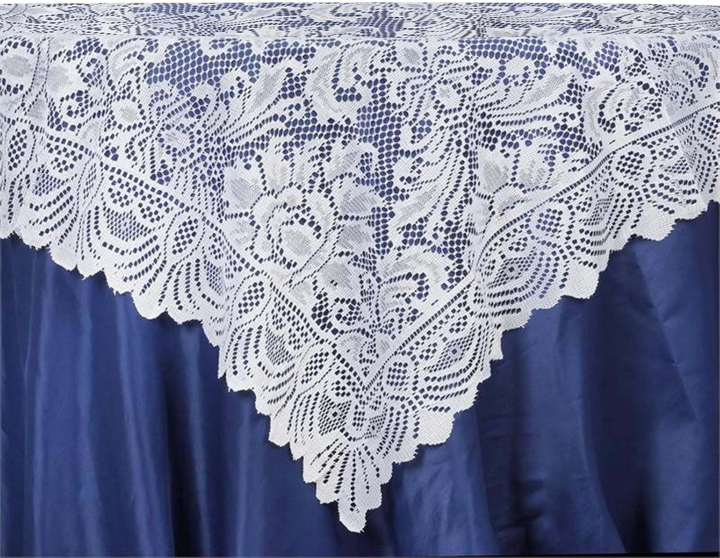 Efavormart 54" x 54" White Jolly Good Lace Table Overlay for Table Decoration