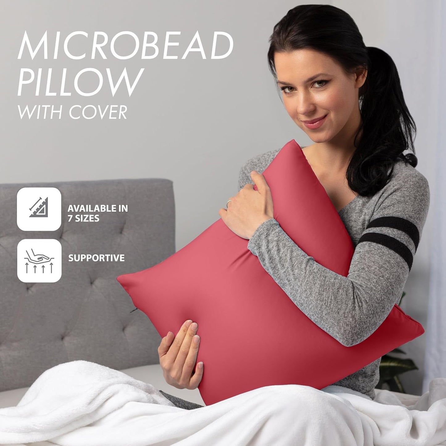 PILLOWY 12" x 20" Throw Pillow - Maroon: 1 PCS Luxurious Premium Microbead Pillow with 85/15 Nylon/Spandex Fabric. Forever Fluffy, Outstanding Beauty & Support. Silky, Soft & Beyond Comfortable