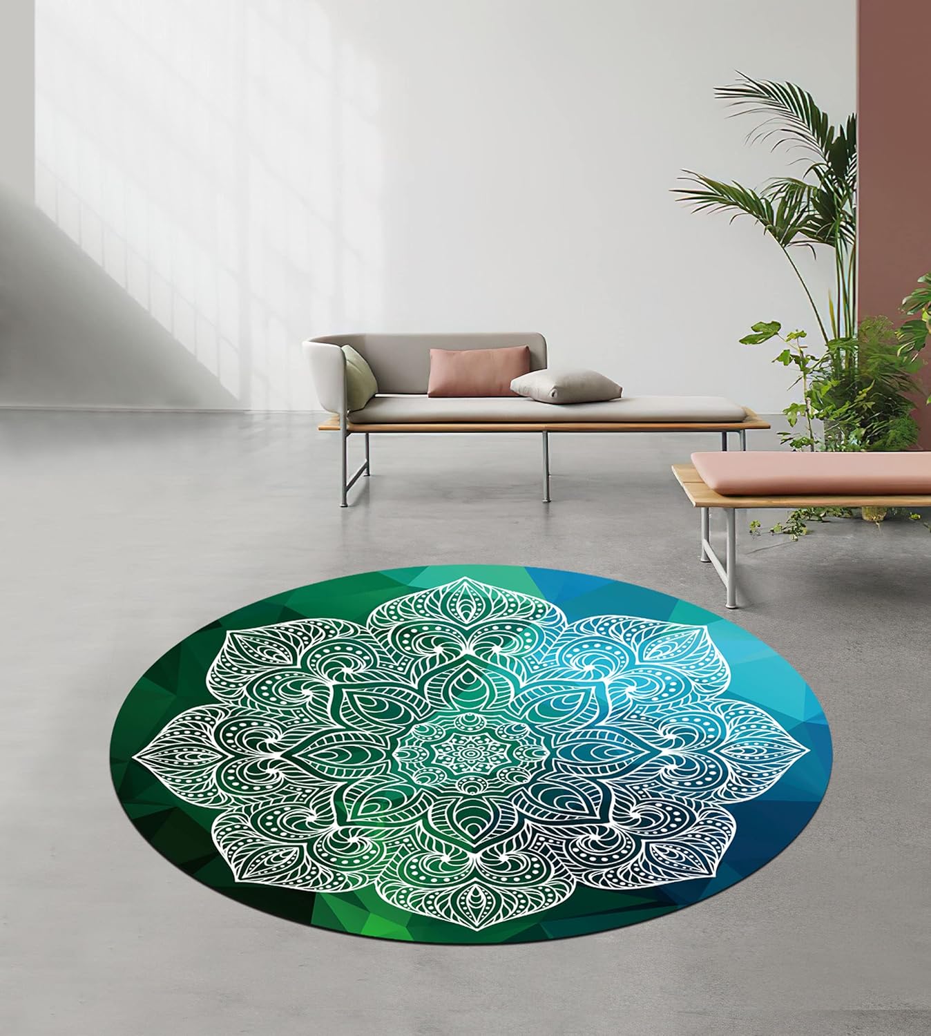 Pilates Mat Round Oversize Yoga Mat Suede Rubber Non-Slip Dia 140cm Exercise Mat Meditation Mat Workout Mat for Home Outdoor