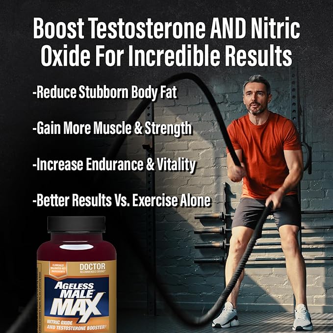 Ageless Male Max Total Testosterone Booster for Men (180 Caplets, 3-Pack)
