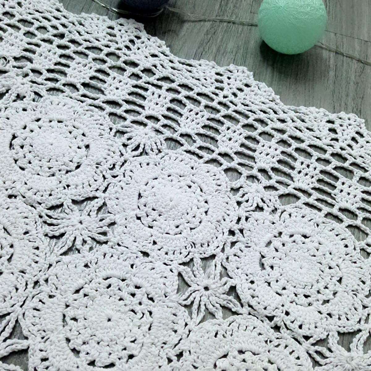 Cotton Handmade Crochet lace Table Runners Rectangular Tablecloth Doilies Doily Table Dresser Scarf Décor,19x23Inch,White