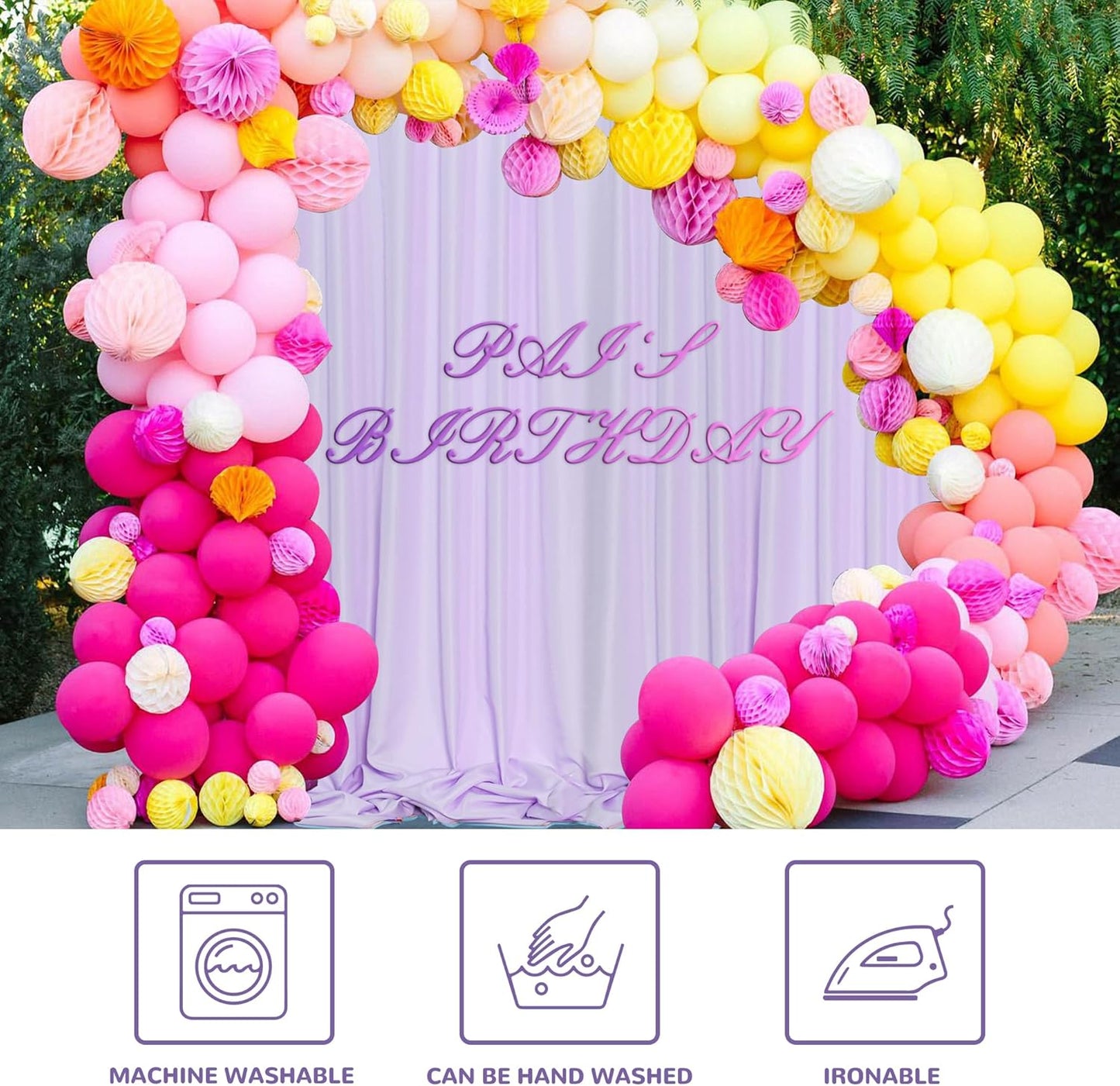 MEETSKY Lavender Backdrop Curtain for Parties Wedding Light Purple Background Curtains Backdrop Rod Pocket Drapes Fabric Decoration for Birthday Gril Party Baby Shower Photoshoot, 5ft x 10ft, 2 Panels