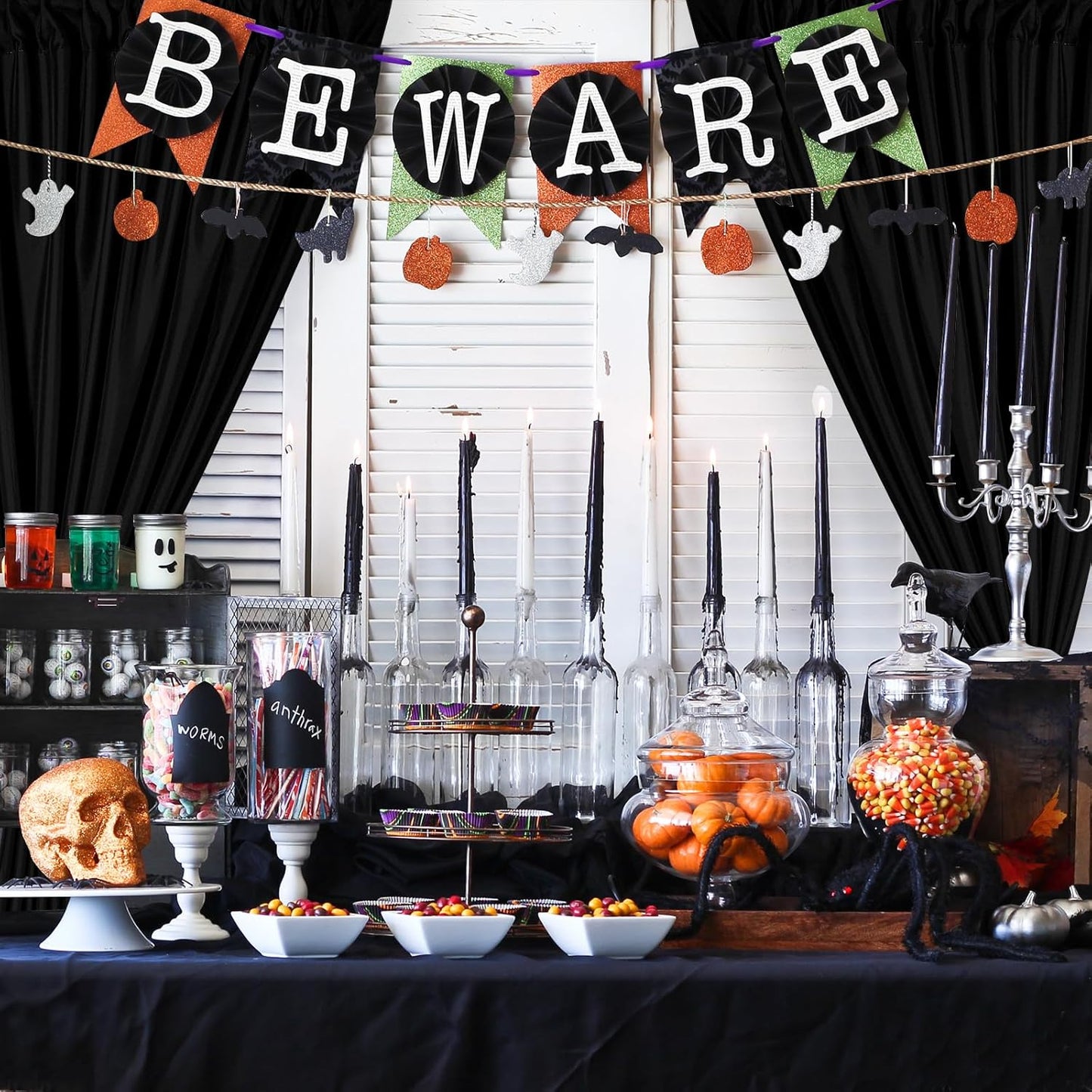 DWCN 10x7 FT Black Backdrop Curtains for Parties, Photography Backdrop Drapes with Rod Pockets for Wedding Decorations Stage Birthday Family Gatherings, 2 Panels 5ft x 7ft