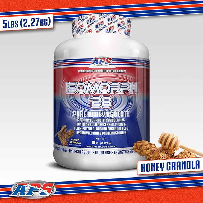 APS Nutrition Isomorph 28 Protein Powder | Pure Whey Isolate | Cold Pressed, Ultra- Filtered, & Ion Exchange Isolates | 28g Protein | 5 Pound (Honey Granola)