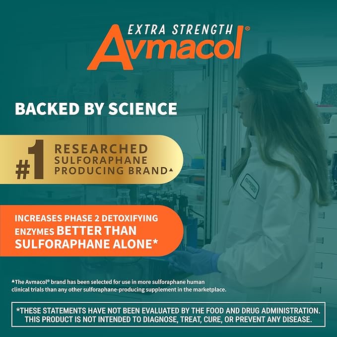 Nutramax Laboratories Avmacol Extra Strength Sulforaphane-Producing Supplement for Detoxification, Antioxidant Support, Immune Health, Adults & Children, Moringa, 30 Tablets
