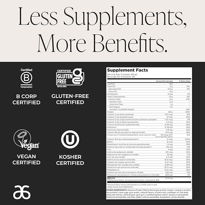 Arbonne Feelfit Pea Protein Shake - Daily Supplement Powder, Vegan Protein for Support of Overall Health, Energy and Well-Being, Vanilla