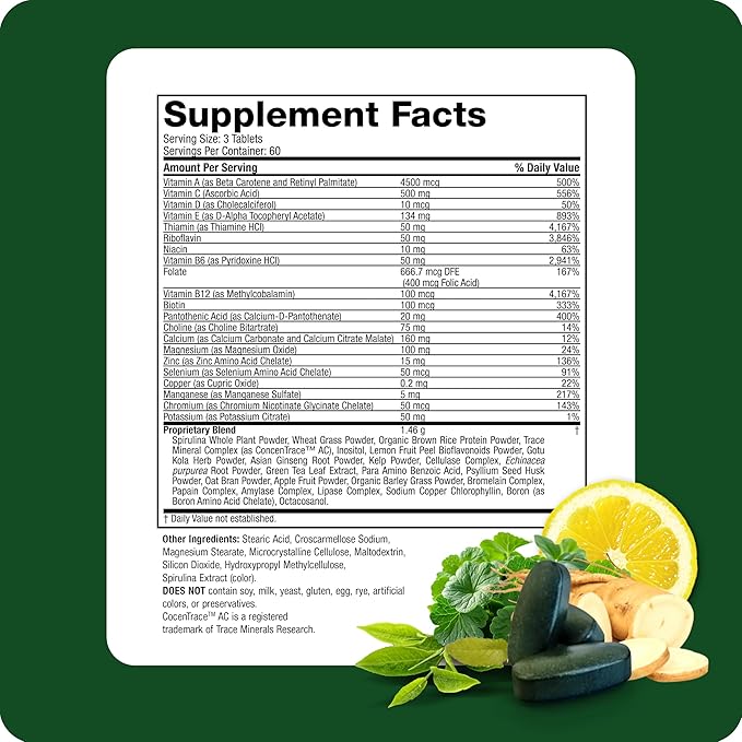 Life's Fortune Whole Food Multivitamin & Mineral, Advanced Energy Support Supplement, Daily Wellness for Men & Women, Amino Acids, 180 Vegetarian Tablets
