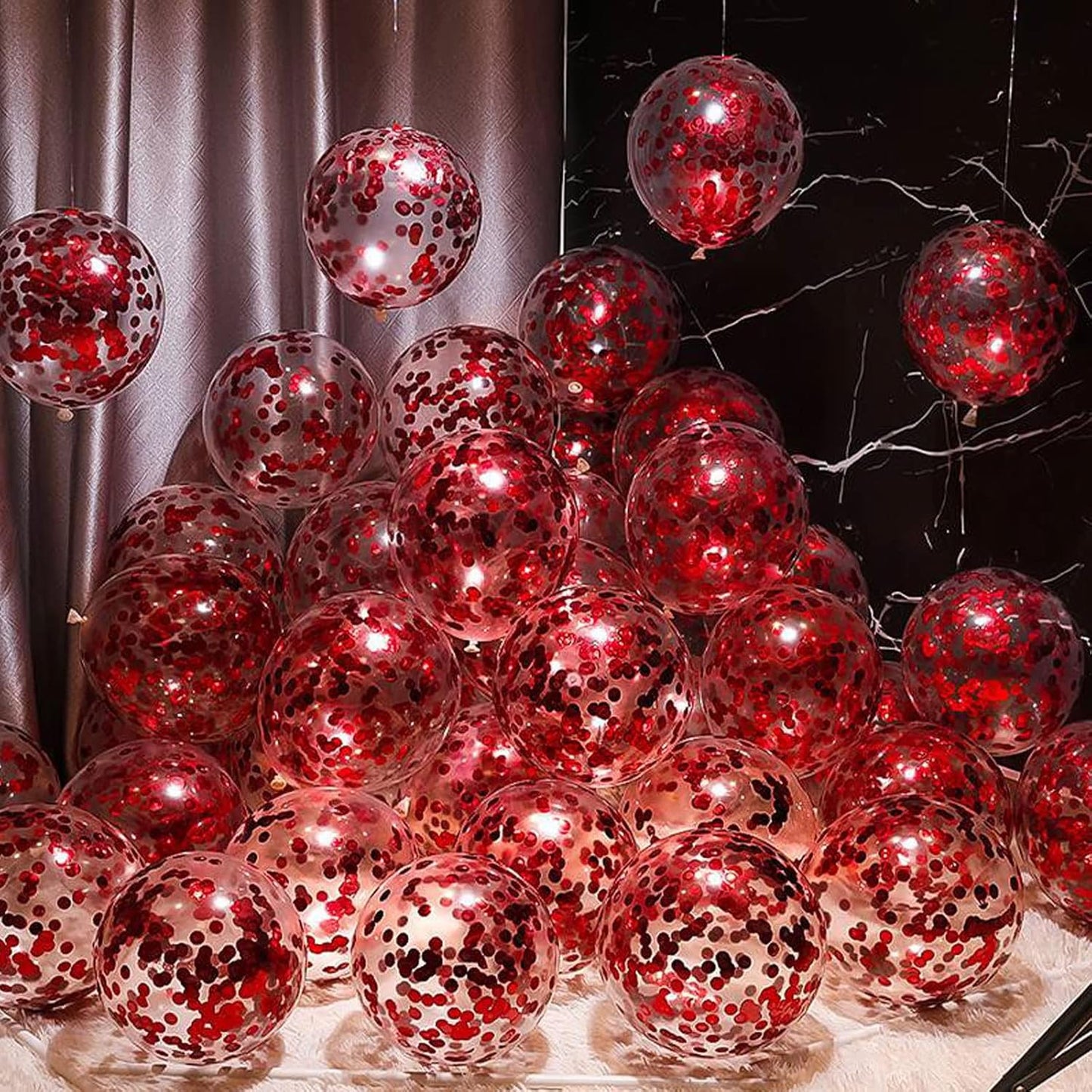 Red Foil Confetti,Round Dots Glitter Table Confetti,Sparkling for Party Decorations(1.76 OZ)