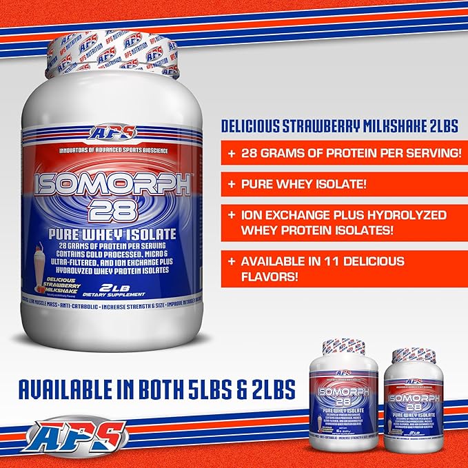 APS Nutrition IsoMorph 28 Protein Powder | Pure Whey Isolate | Cold Pressed, Ultra- Filtered, & Ion Exchange Isolates | 28g Protein | 2 Pound (Strawberry Milkshake)