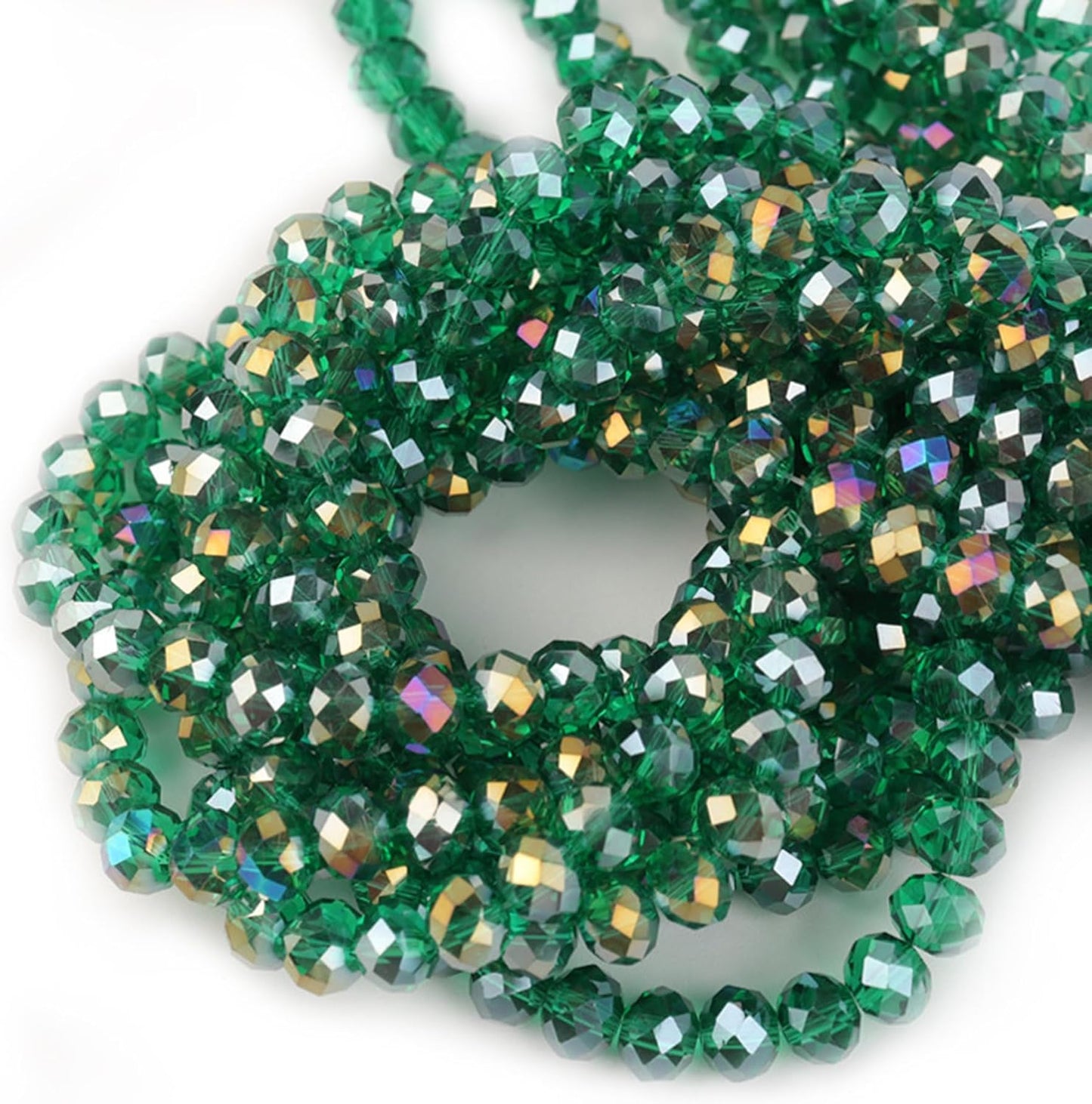 460Pcs 8mm Crystal Glass Beads for Jewelry Making Beads for Bracelets Necklace Pendants Making Supplies(Malachite Green)