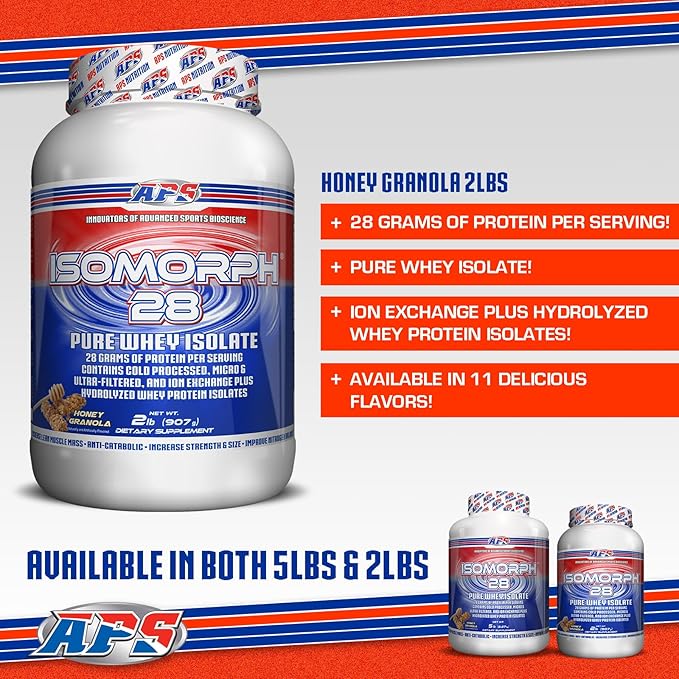 APS Nutrition Isomorph 28 Protein Powder | Pure Whey Isolate | Cold Pressed, Ultra- Filtered, & Ion Exchange Isolates | 28g Protein | 2 Pound (Honey Granola)