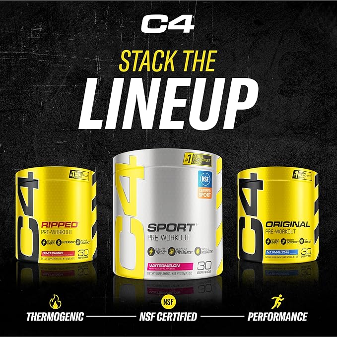 Cellucor C4 Original Pre Workout Powder ICY Blue Razz | Vitamin C for Immune Support | Sugar Free Preworkout Energy for Men & Women | 150mg Caffeine + Beta Alanine + Creatine | 30 Servings