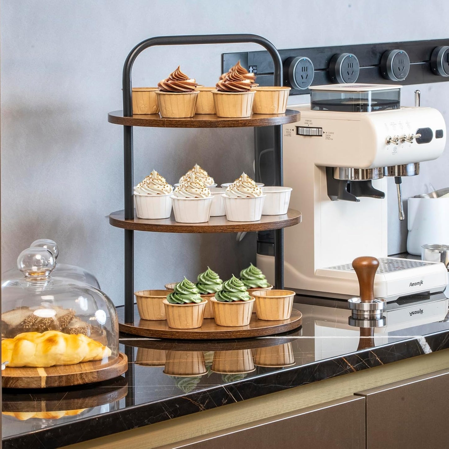 Cupcake Stand, Tower-Style for 50 Cupcakes - Large 3-Tier Dessert Table Display & Serving Tray Set, Tiered MDF Cake Stand for Wedding Birthday Baby Shower (1 Pack)