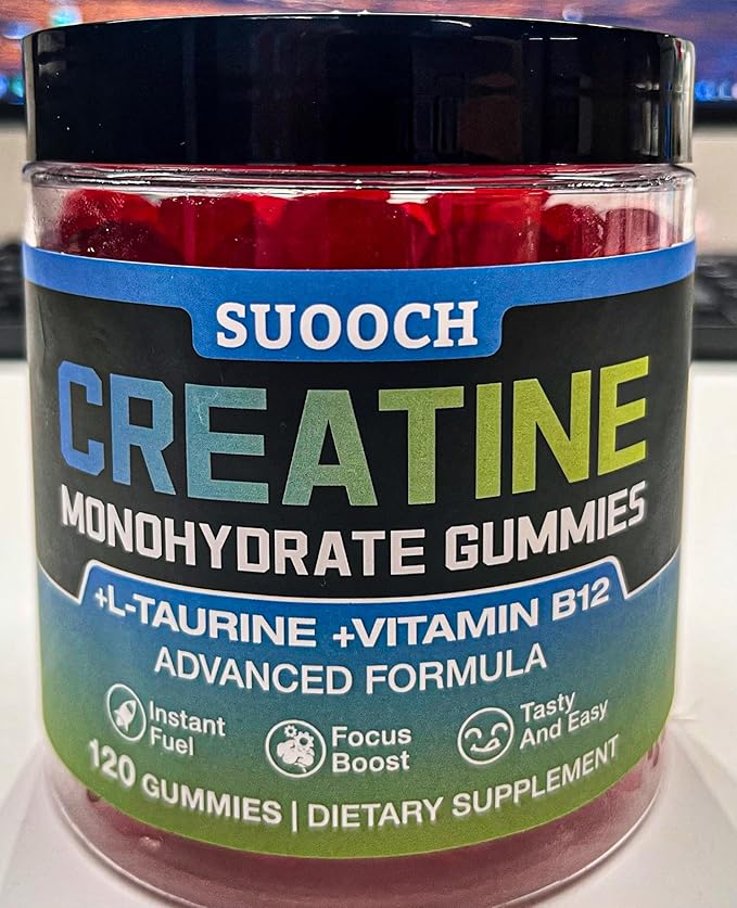 Creatine Monohydrate Gummies for Men & Women, 120 Count Creatine Gummies, Delicious Raspberry Flavor