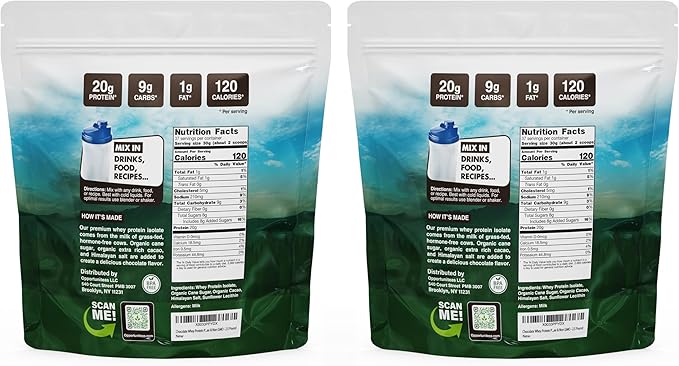 Opportuniteas Grass Fed Chocolate Whey Protein Isolate Powder - 20g Protein Powder Without Artificial Sweeteners, Hormone-Free Cows, Non GMO - 5lb