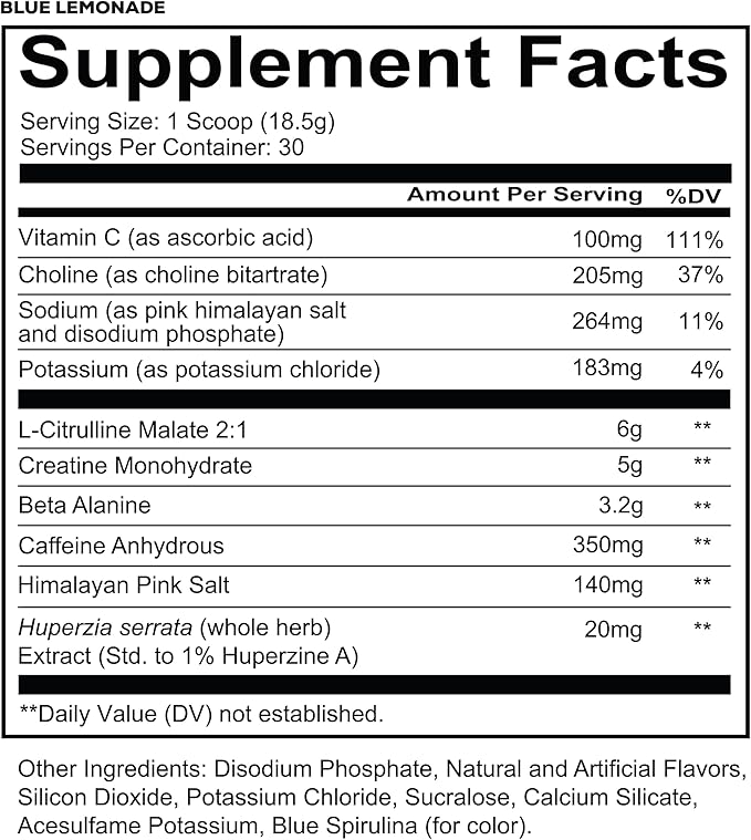 REDCON1 Total War Reloaded Pre Workout Powder, Icey Blue Lemonade - Creatine, Beta Alanine + L-Citrulline Malate Keto Friendly for Men & Women with 350mg of Caffeine - Fast Acting (30 Servings)