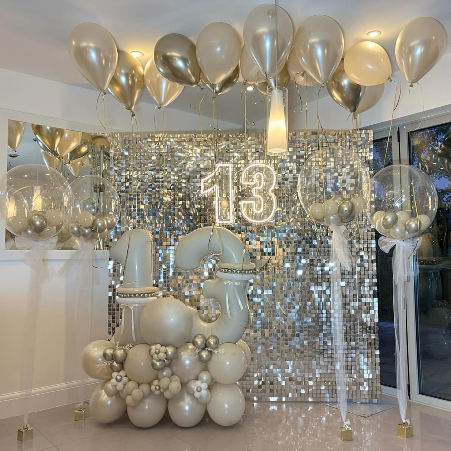 Beige 18th Birthday Balloons Number 18, 40 Inch Large Foil 1 & 8 Numbers Balloons for 18 Year Old Boys Girls, White Cream Helium Balloon for Women Men 18th 81st Birthday Anniversary Party Decorations