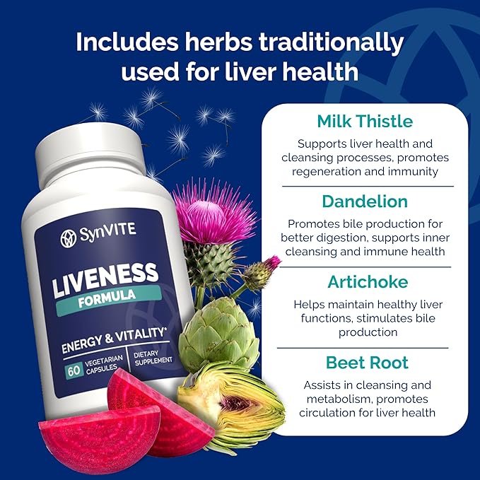 Liver Wellness - Liver Cleanse Supplement - Liver Health Support - with Milk Thistle, Artichoke, Dandelion, Beet Root, Turmeric & More - Vegetarian, Non GMO, Gluten Free - 60 Capsules