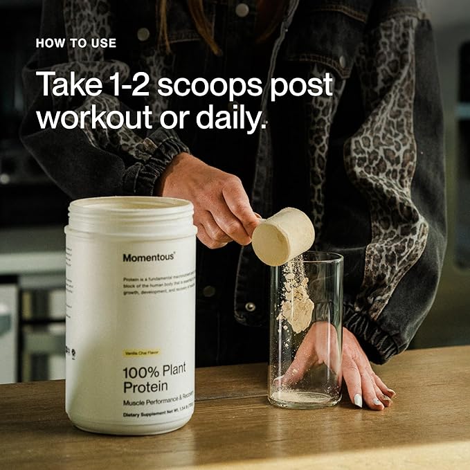Momentous Vegan Protein Powder - 20 g Plant-Based Protein - NSF Certified for Sport - Gluten-Free - Non-GMO - 22 Servings for Essential Everyday Use - Vanilla Spice