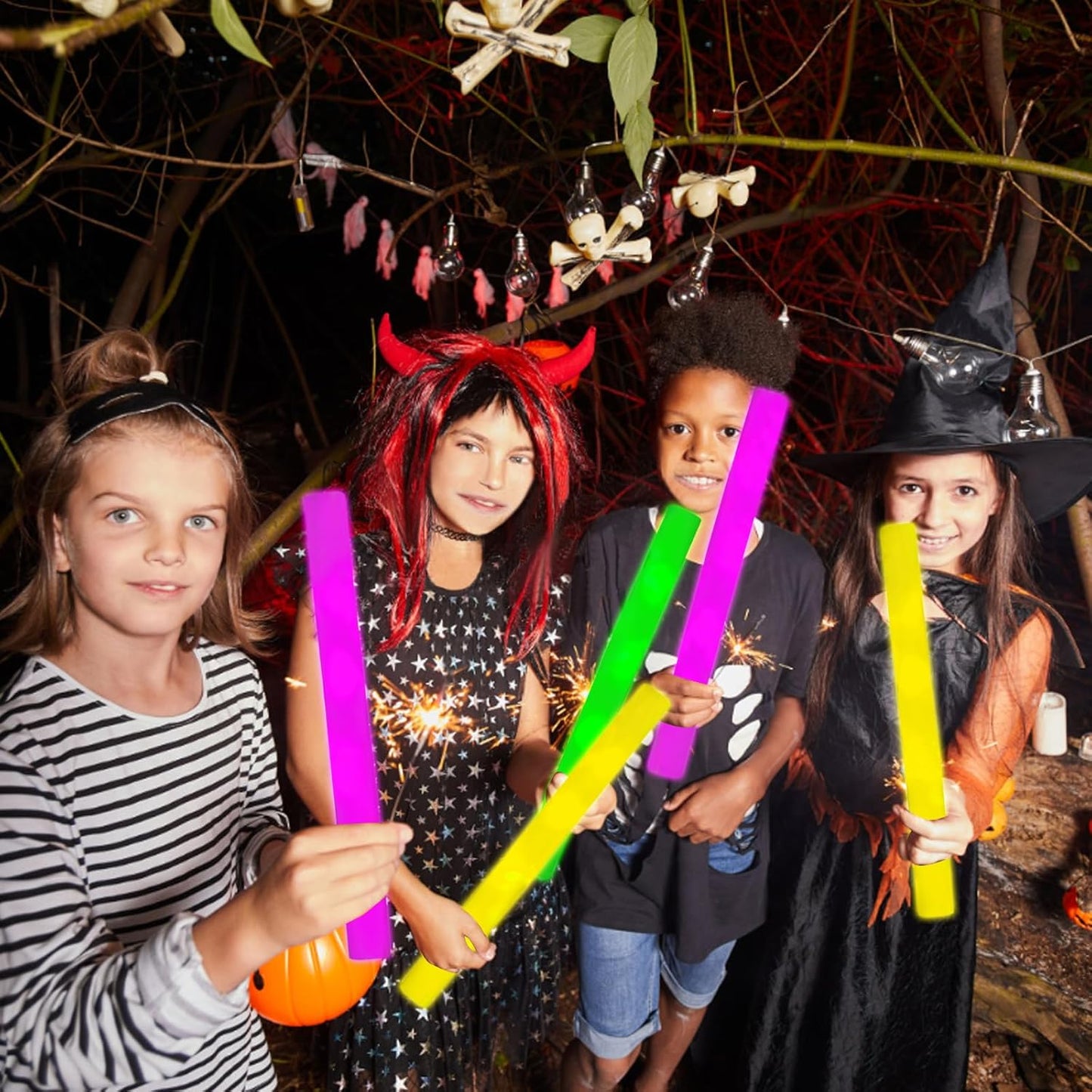 Glow Foam Sticks Bulk, 24 Pcs Green Giant LED Light Up Sticks Flashing Glowing Baton Wands Party Supplies for Wedding, Raves,Concert,Birthday,Christmas, Halloween,Sporting Events