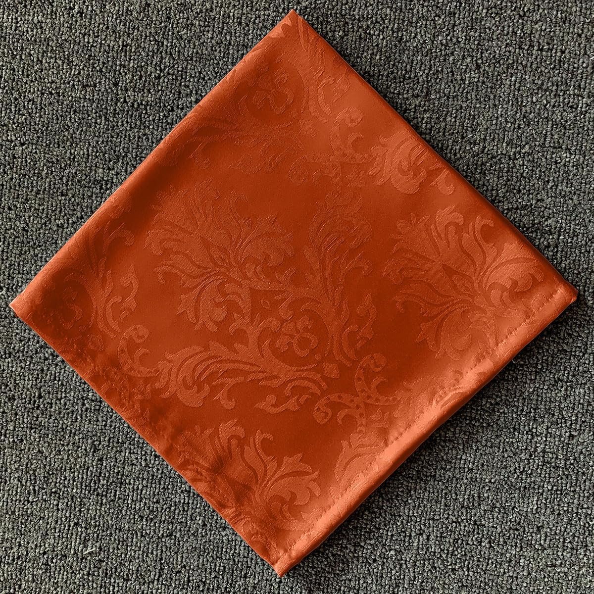 Cloth Napkins 20 x 20 Inch Set of 4, Washable Jacquard Damask Autumn Table Napkins for Fall, Harvest, Thanksgiving, Holiday, Rusty/Orange (4 Pieces/Packs)