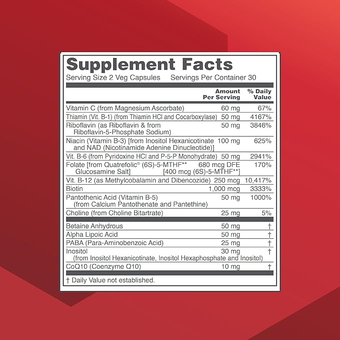 PROTOCOL FOR LIFE BALANCE B Complex Neuro Factors - with Vitamin C, Alpha-Lipoic Acid, CoQ10, and More - 60 Veg Caps