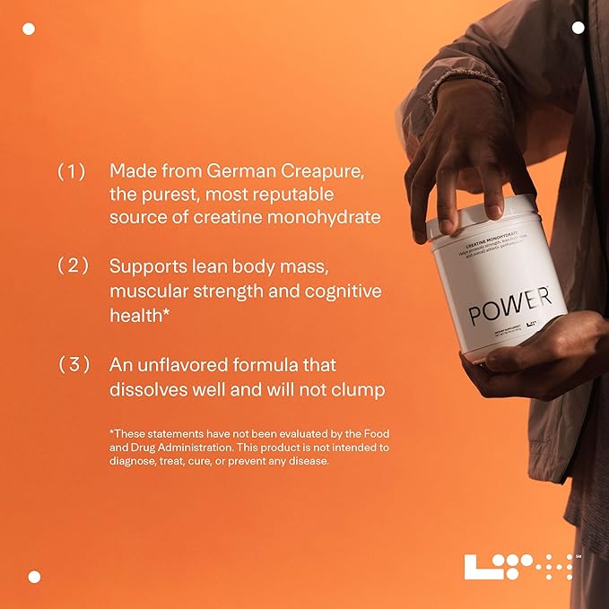 LTH Power Creatine Monohydrate - Trusted by Life Time Fitness Members - Creapure Creatine Supplement for Muscle, Energy & Brain Support - NSF Certified for Sport - Gluten-Free - 16 oz (90 Servings)