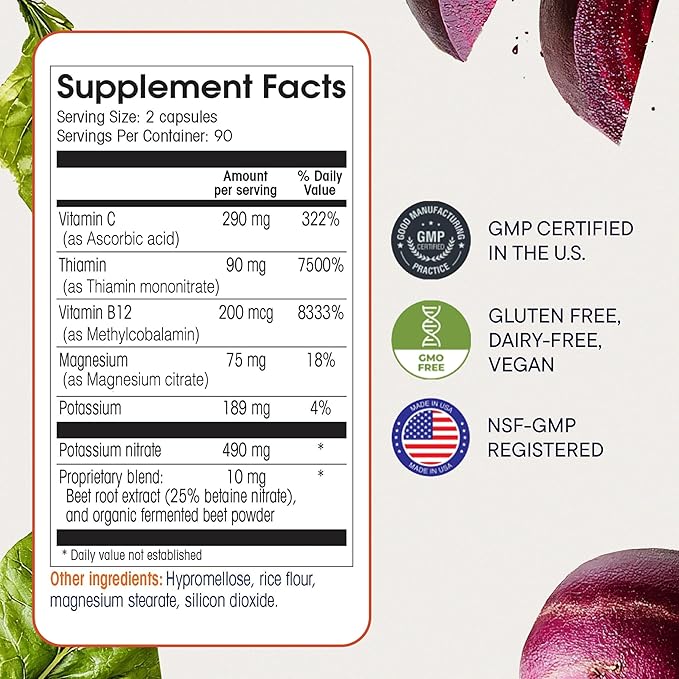 Berkely Life Nitric Oxide Foundation, Full-Body Circulatory Support - Nitric Oxide Supplement with Beet Root Powder Supports Healthy Blood Pressure, Heart & Cardiovascular Health - 180 Capsules