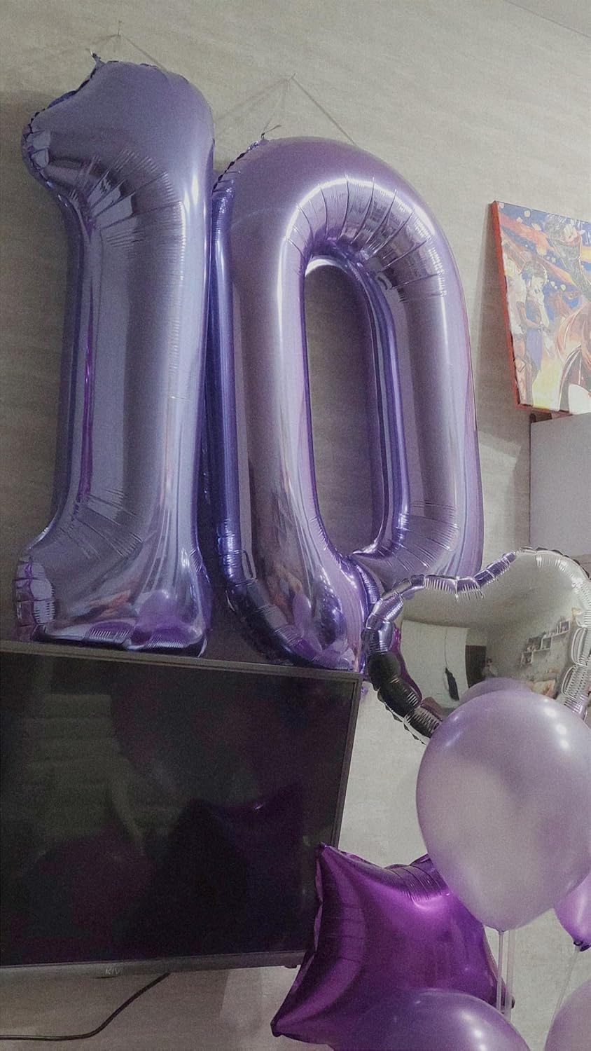 Lavender Helium Number Balloon 40 Inch, Giant Foil Lilac Number 0 Birthday Balloons, Large Numbers 10 20 30 40 50 60 70 80 90 100 2026, Party Celebration Supplies Decorations