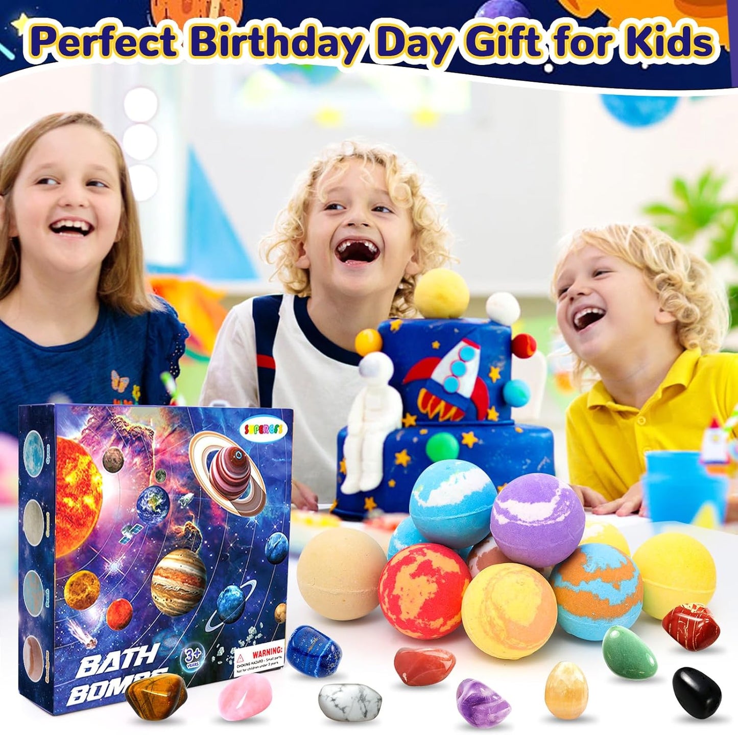 10 Pack Galaxy Bath Bombs for Kids with Surprise Toys Inside Organic Bubble Bath Bombs with Solar System Gemstones Easter Christmas Birthday Gift for Kids Boys Girls
