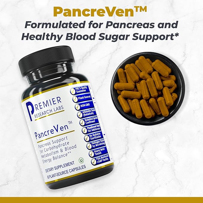 Premier Research Labs PancreVen - Pancreas Support, Pancreas Supplement, Cinnamon Supplements with Organic Ceylon Cinnamon & Prickly Pear to Aid Pancreas Health - 120 Vegetarian Capsules