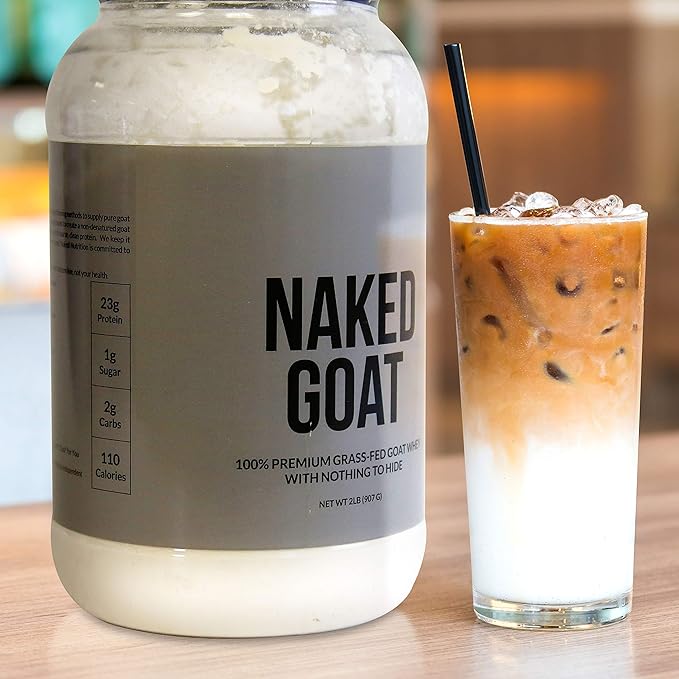 NAKED Goat - Pasture Fed Goat Whey Protein Powder from Small-Herd Wisconsin Dairies, 2Lb Bulk, GMO Free, Soy Free. Easy to Digest - All Natural - 23 Grams of Protein - 30 Servings
