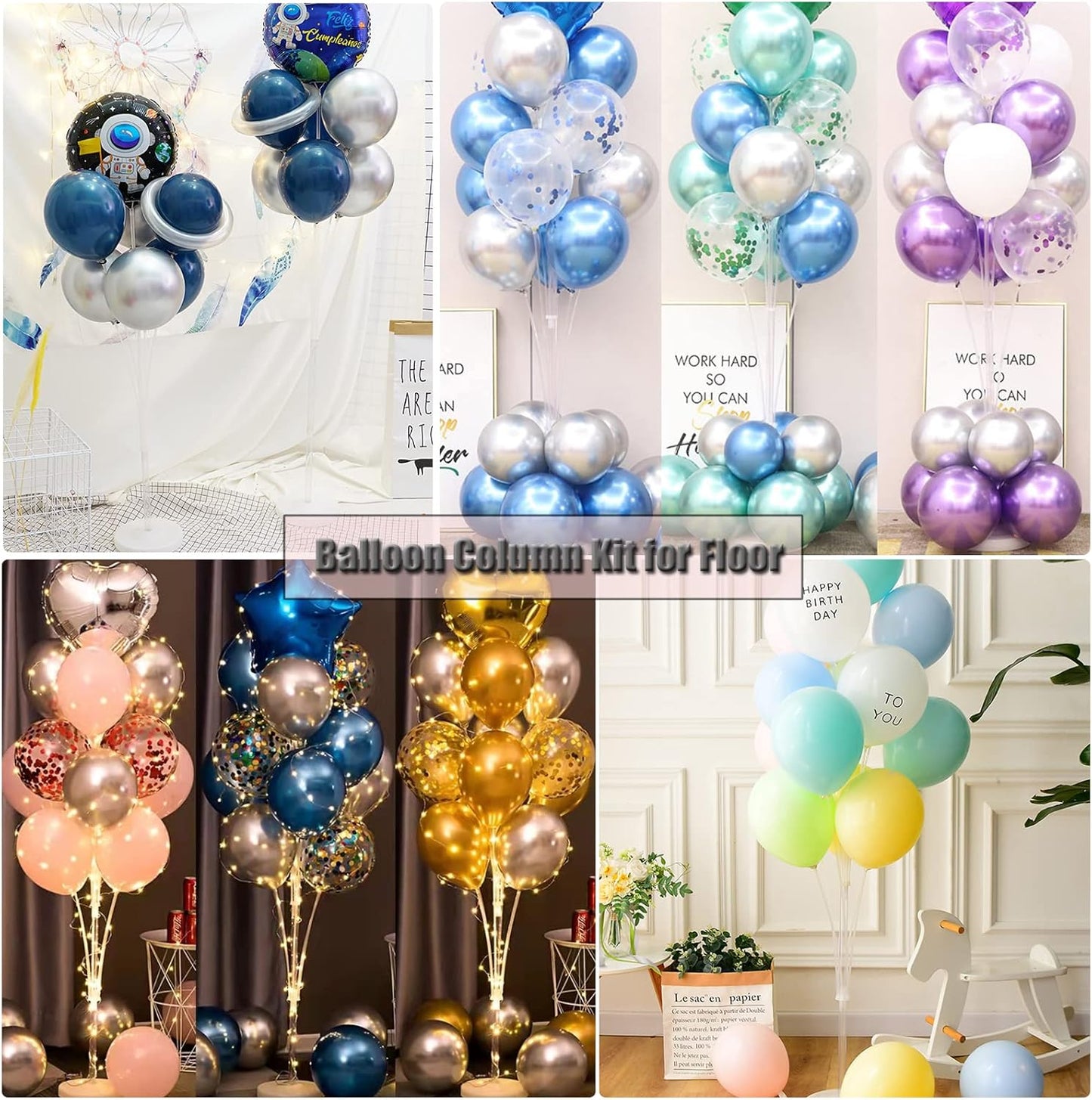 Balloon Column Stand Kit for Floor - Set of 2, Base and Pole,Balloon Tower Backdrop Decoration for Wedding, Birthday Party, or Bachelorette Parties (Balloons not included)