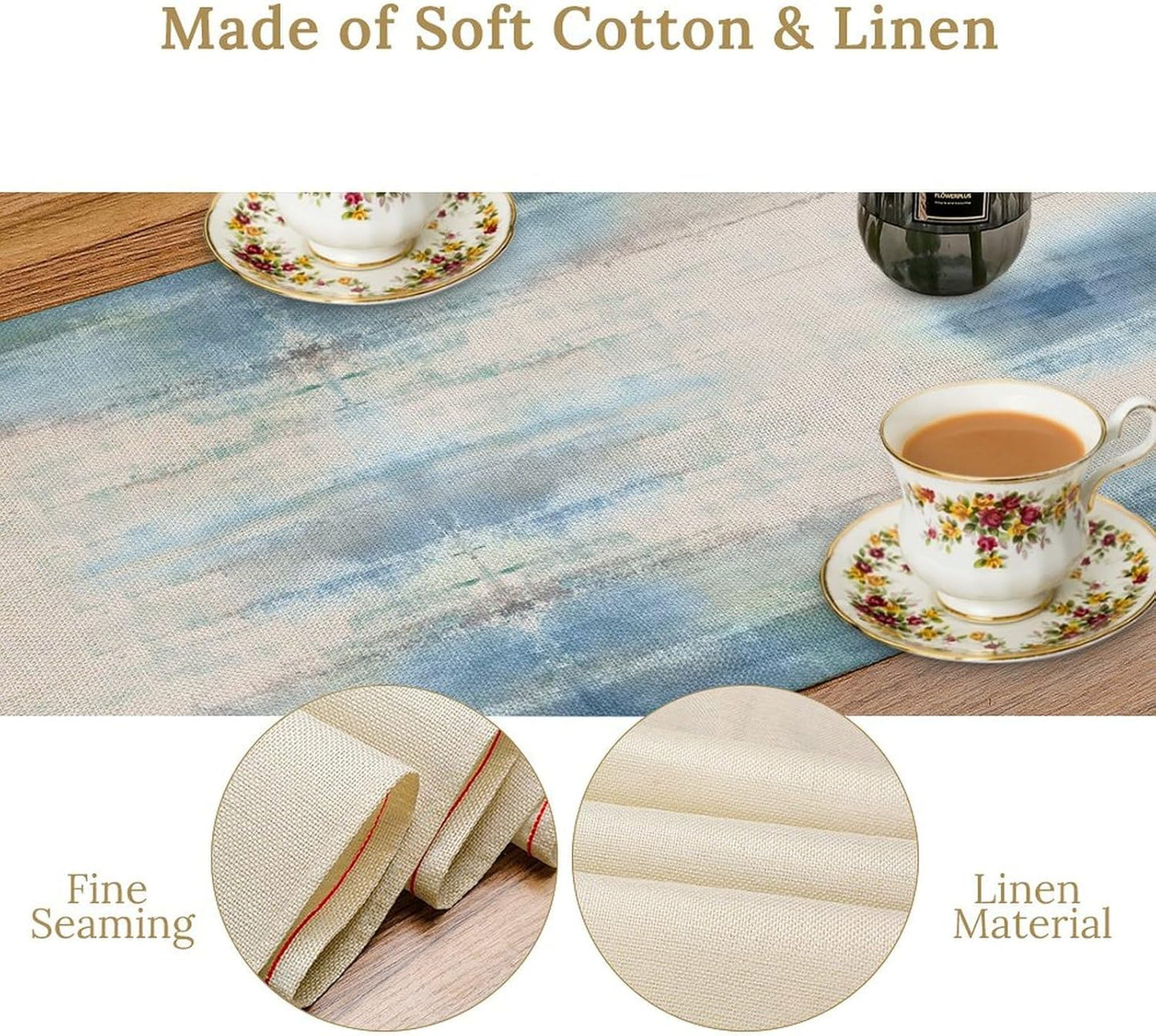 Daisy Floral Table Runner, Spring Seasonal Summer Wild Flower Rustic Country Farmhouse Table Center Decor for Home Kitchen Dining Patio Holiday Party Indoor Outdoor Table Decorations, 13"x108" Inch