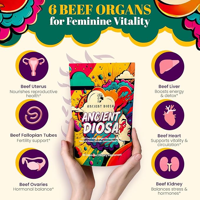 Grass Fed Beef Liver Capsules - Female-Focused Organ Supplement with Liver, Heart, Ovary & Uterus - Supports Hormone Balance & Vitality, Whole Body Wellness - 60 Capsules