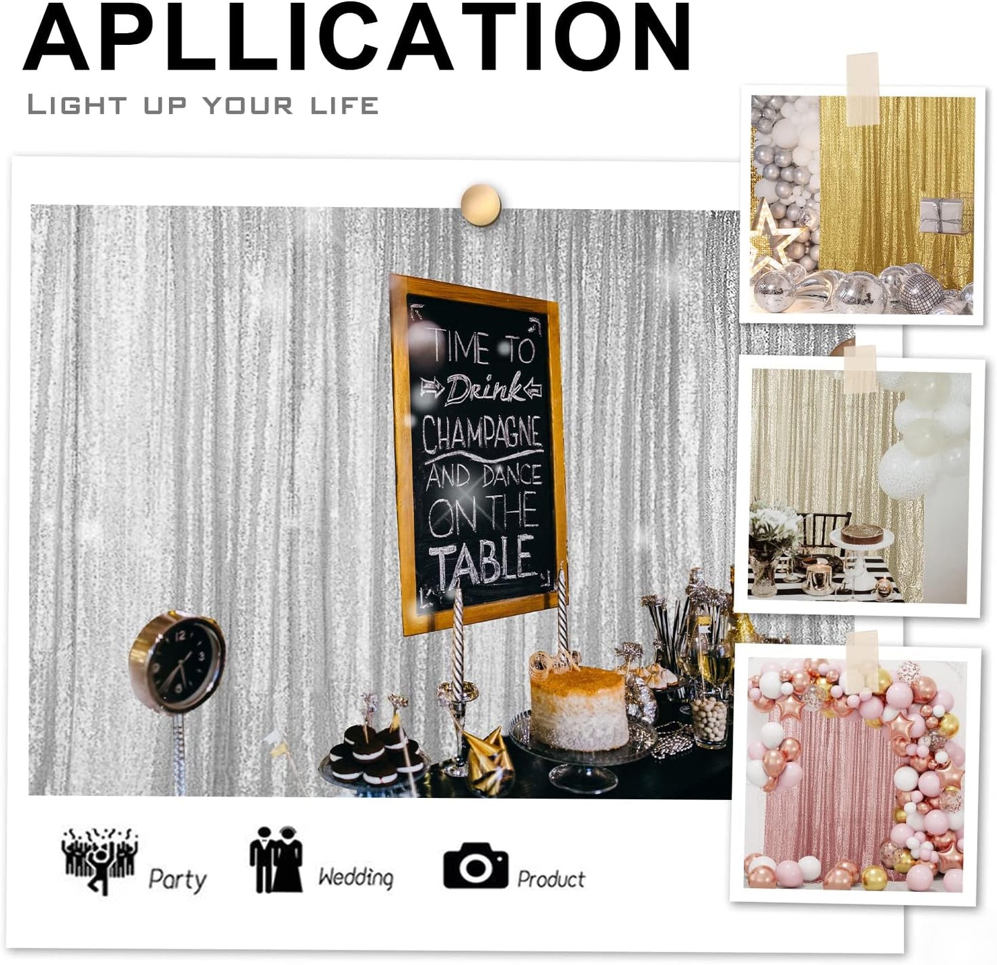 Hahuho Pink Sequin Backdrop Curtain, 4PCS 2FTx8FT Glitter Backdrop Curtain for Parties, Christmas, Wedding, Banquet Decoration(4 Panels, 2FT x 8FT, Pink)