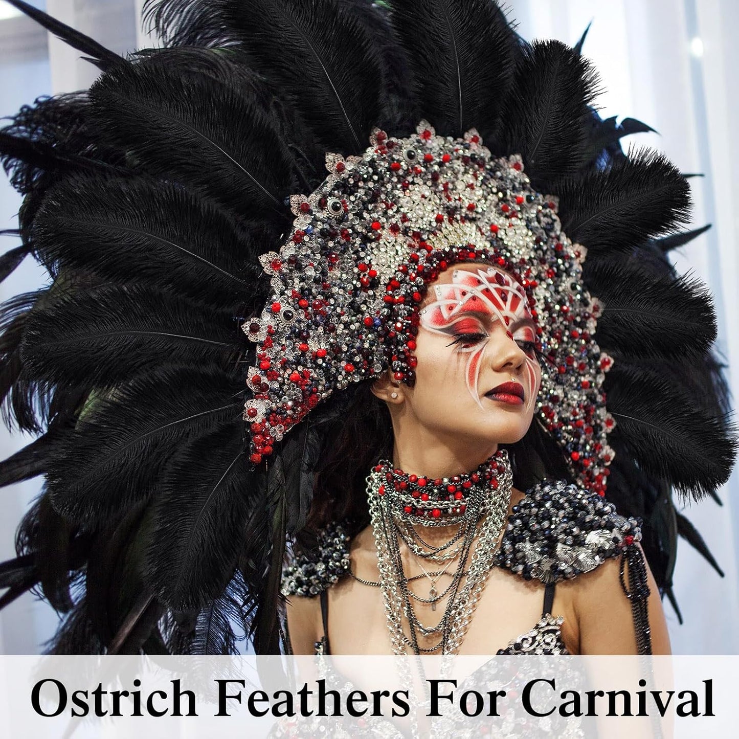 Crowye 100 Pcs Ostrich Feathers Bulk for Centerpieces Craft Ostrich Feathers for Vase Wedding Masquerade Party Home Costume Decorations (6-8 Inch,Black,White)