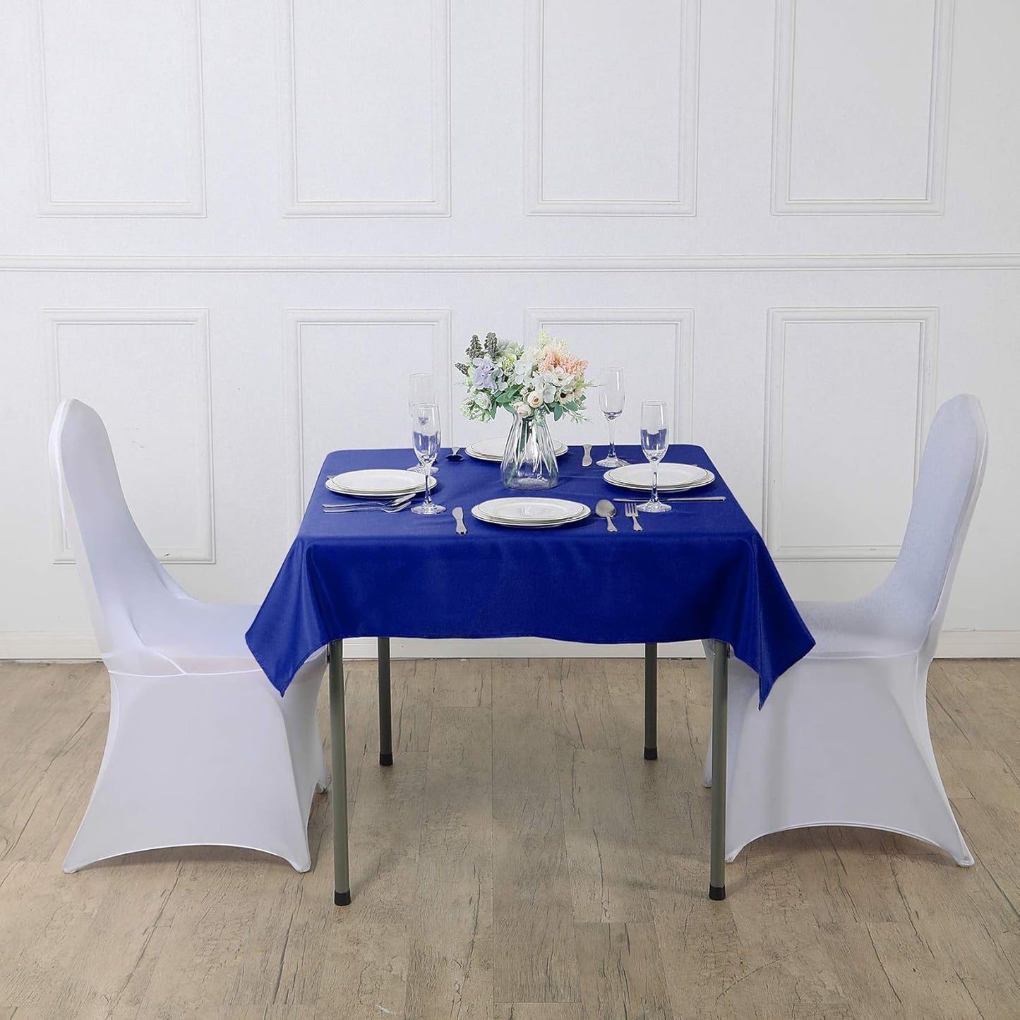 Cupuamon Square Tablecloth 52x52 inch Washable Polyester Fabric Table Cloth for Wedding Party Dining Banquet Decoration(52x52,Royal Blue)