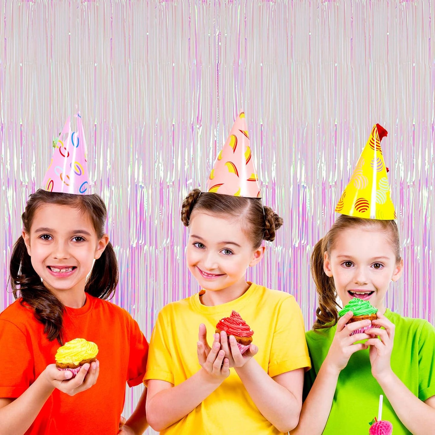 3 Pack 3.3x8.2 Feet Iridescent Transparent Foil Fringe Backdrop Curtains, Tinsel Streamers Birthday Party Decorations, Fringe Backdrop for Graduation Baby Shower Gender Reveal Disco Party