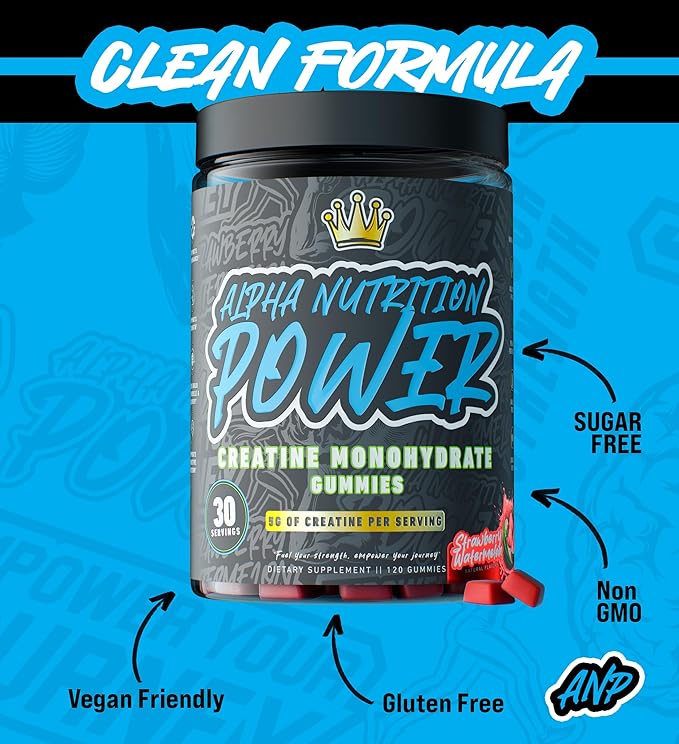 Creatine Monohydrate Gummies 5g for Men & Women, Supplement for Muscle Growth, Energy & Strength, Creatine Gomitas, Sugar-Free Strawberry-Watermelon, Pre-Workout Gummies, 120 ct
